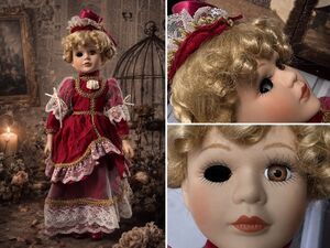 Vintage 1990s Acest Trading Porcelain Doll Creepy Haunted Missing Eye Halloween